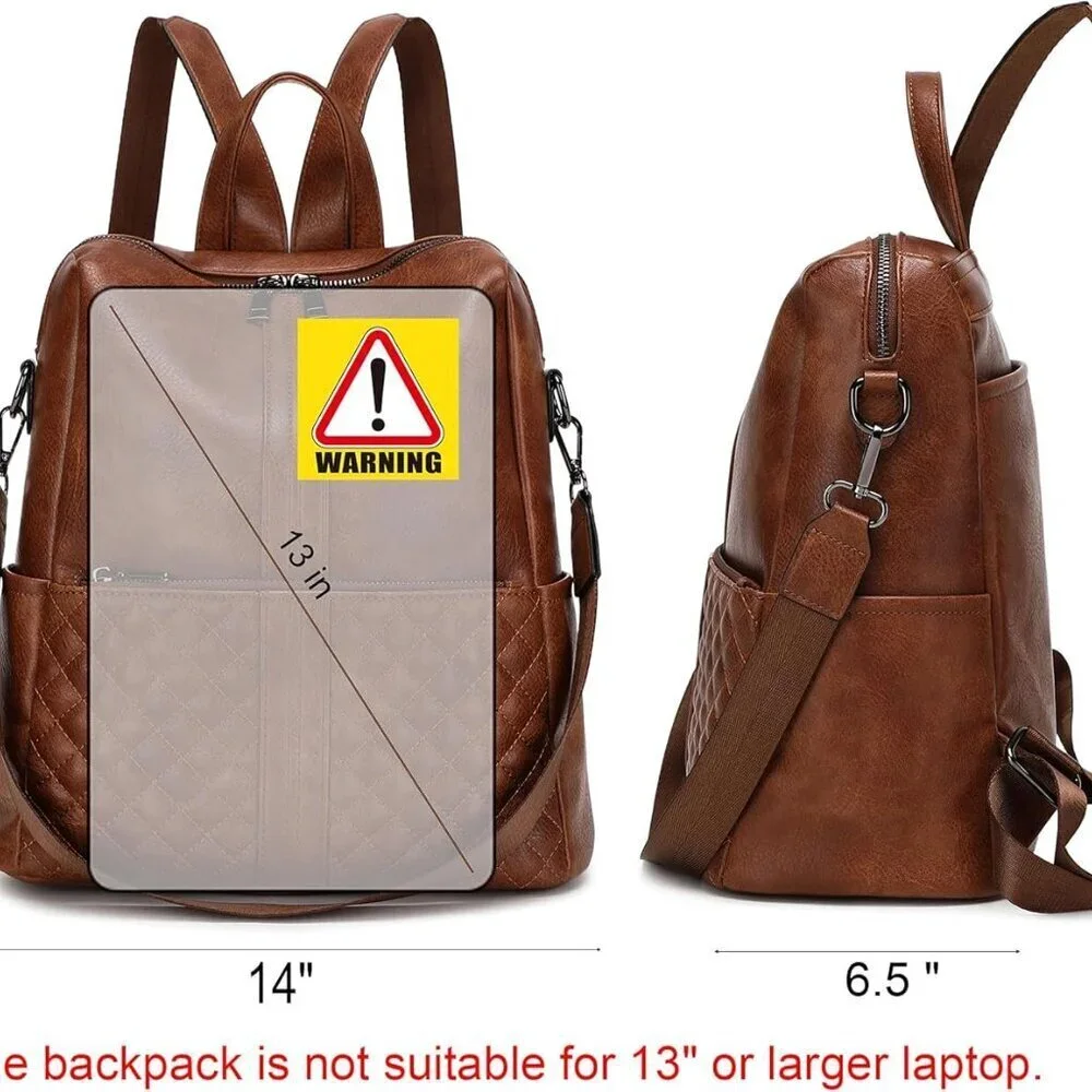 Vegan Leather Backpack Purse for Women Medium Travel Office Fashion